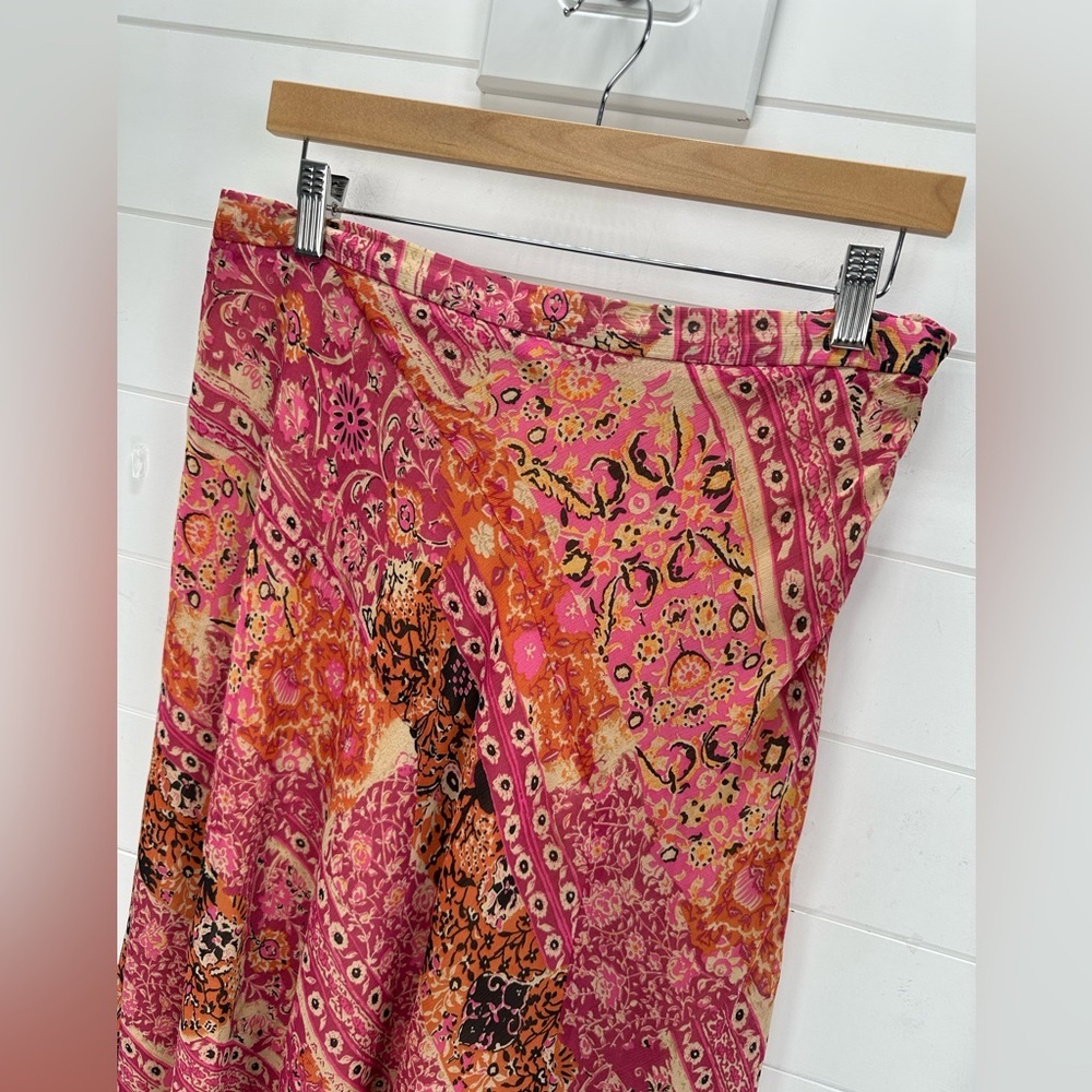 Napa Valley Paisley Midi Skirt Pink Orange Vintage Y2K Whimsical Fae Fairy Sz 12 - Picture 4 of 11